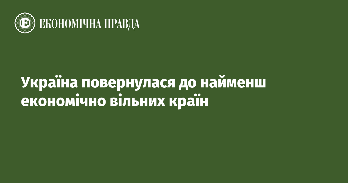 Україна повернулася до найменш економічно вільних країн