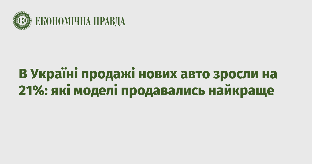 В Україні продажі нових авто зросли на 21%: які моделі продавались найкраще