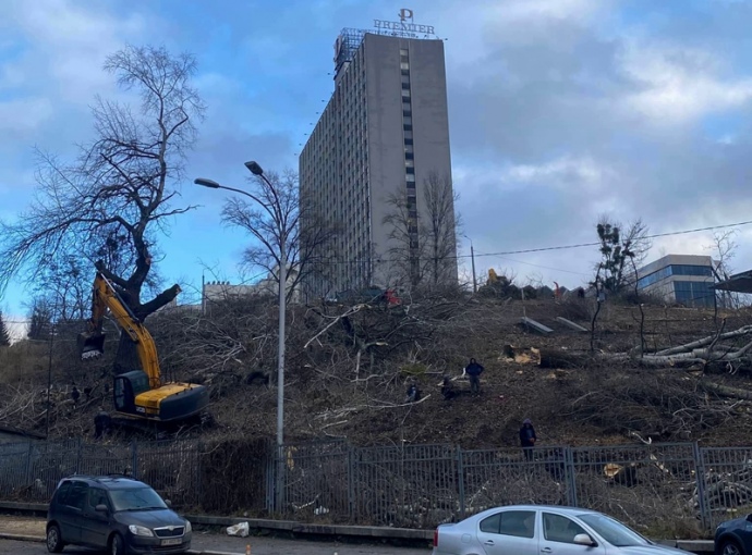 Семья бизнесмена «из 90-х» вырубила деревья на склоне возле «Олимпийского» для строительства 30-этажки